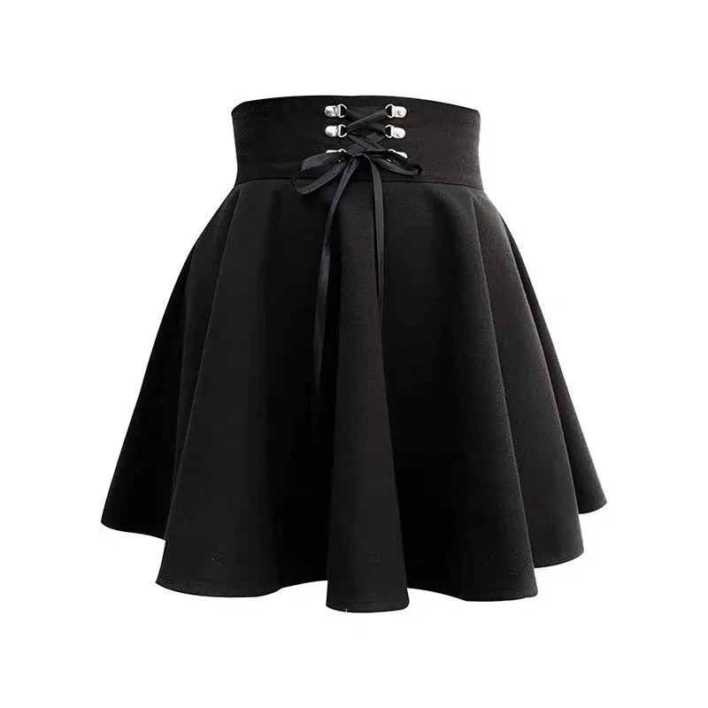 'Toil and Trouble' Black Lace up Skirt