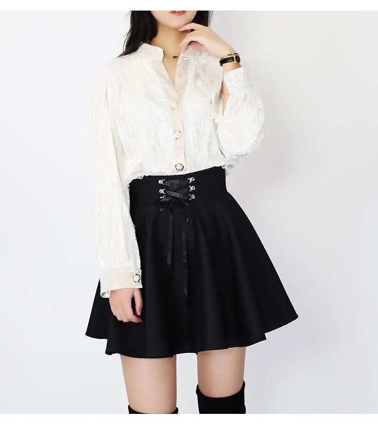 'Toil and Trouble' Black Lace up Skirt