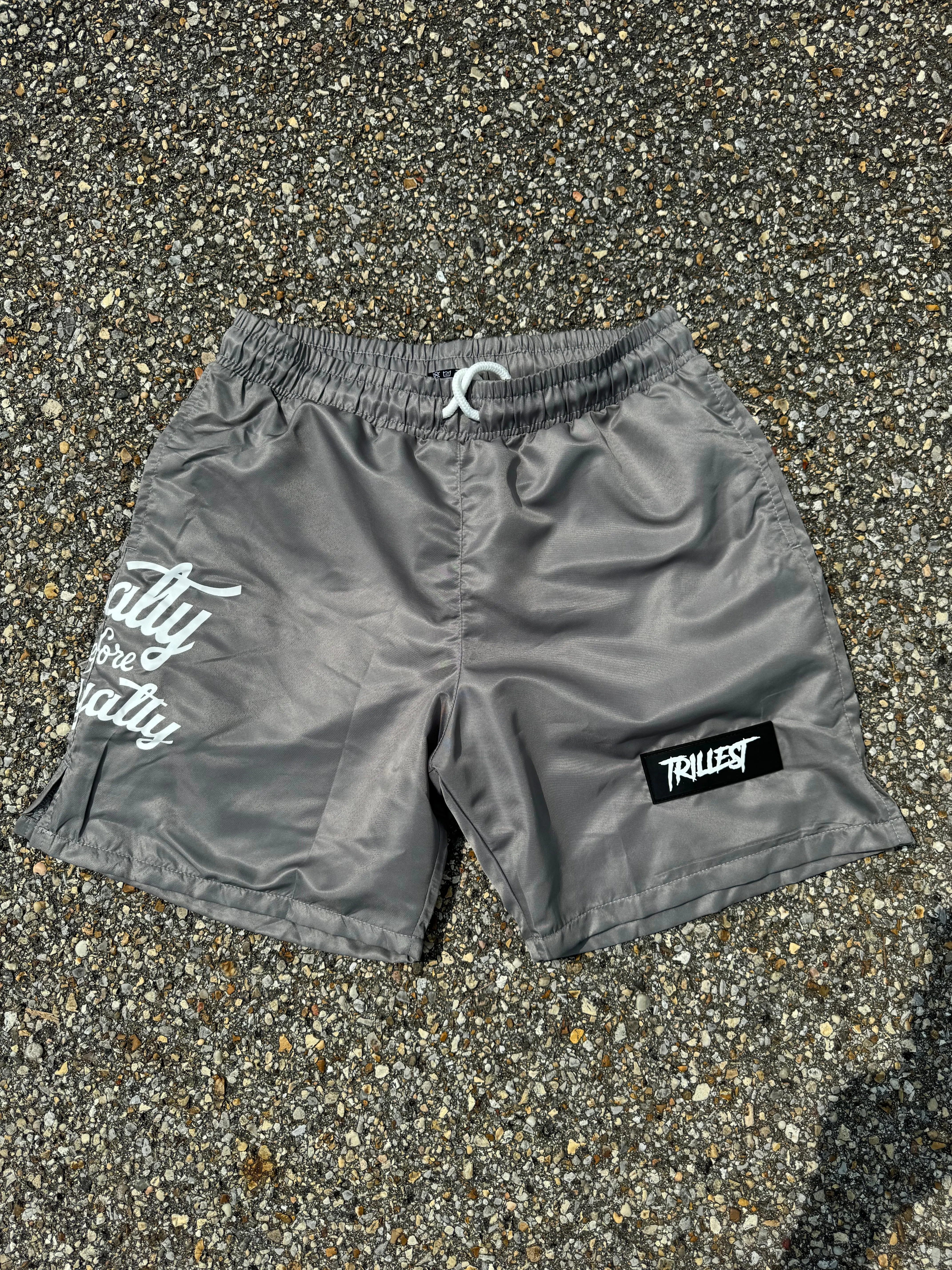 Trillest Nylon Rubber Patch Shorts - Gray