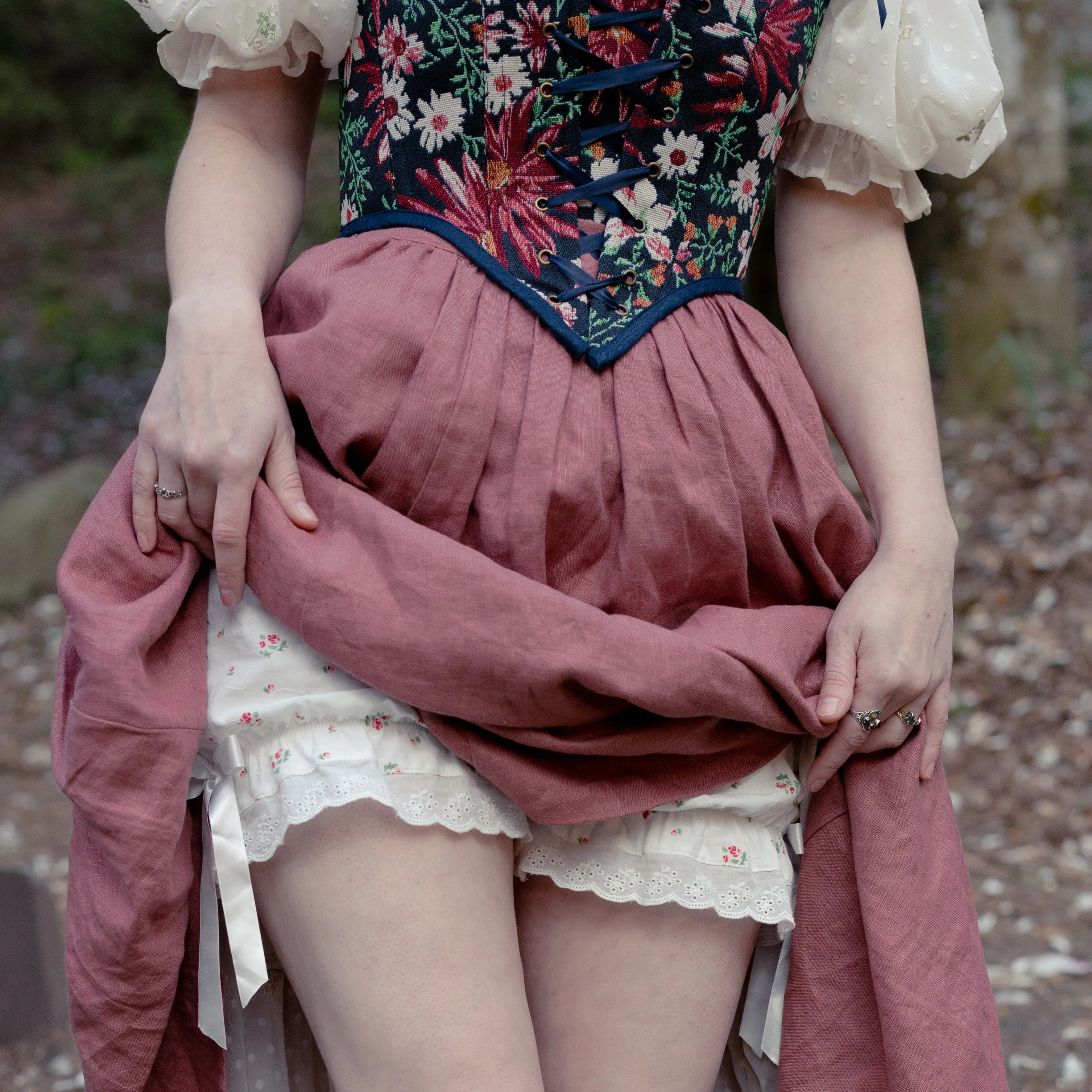 White Ditsy Floral Bloomers