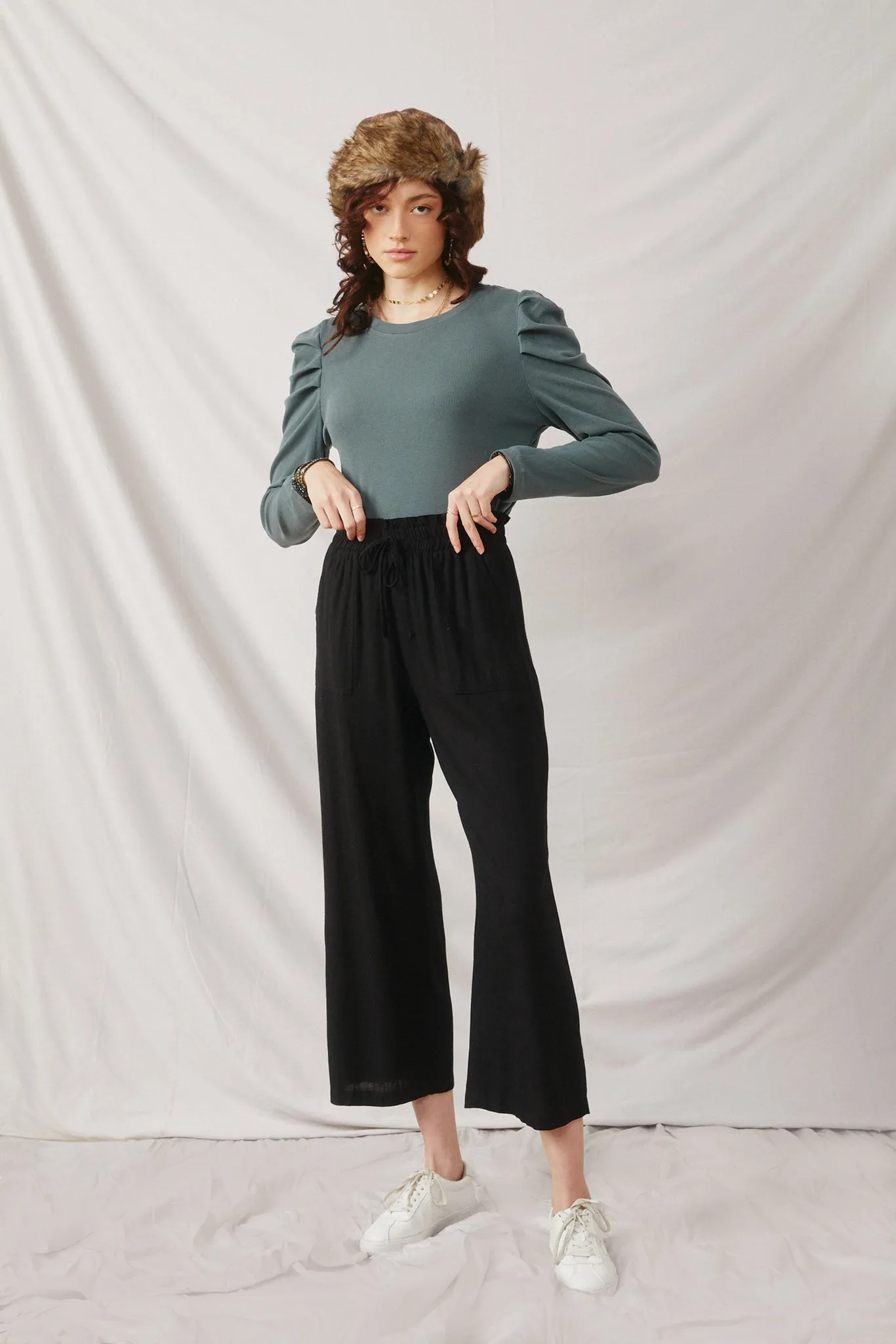 Wide Leg Paper bag Waist Pants